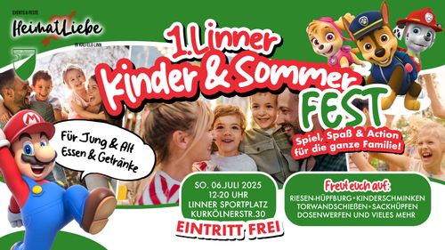 1. Linner Kinder- & Sommerfest 2025 | So. 06. Juli | EINTRITT FREI – Sportplatz Linn