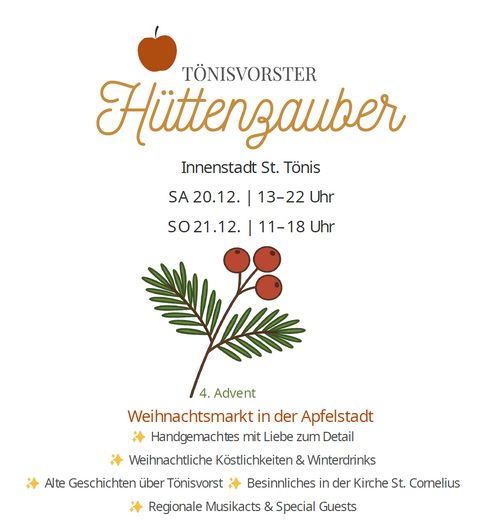 Tönisvorster Hüttenzauber – Der neue Weihnachtsmarkt in St. Tönis