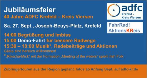 Fahrradfest 40 Jahre ADFC in Krefeld mit Demo-Fahrt